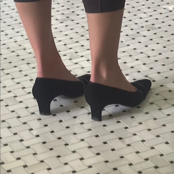 Salvatore Ferragamo Black Suede Minimalist Kitten Heels - Picture 8 of 8